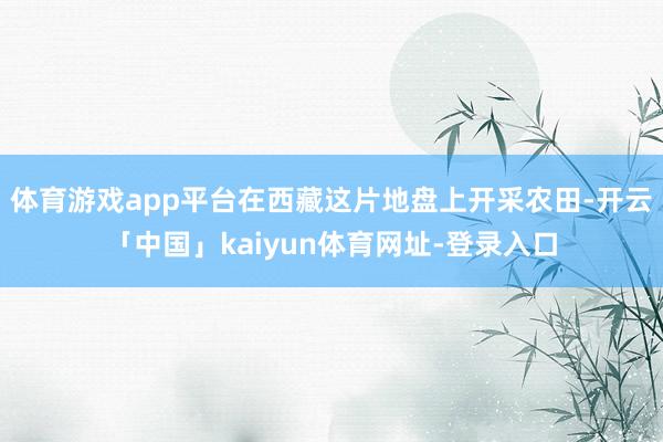 体育游戏app平台在西藏这片地盘上开采农田-开云「中国」kaiyun体育网址-登录入口