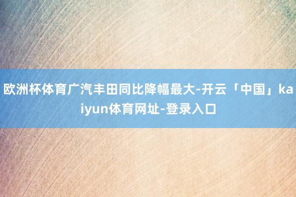 欧洲杯体育广汽丰田同比降幅最大-开云「中国」kaiyun体育网址-登录入口