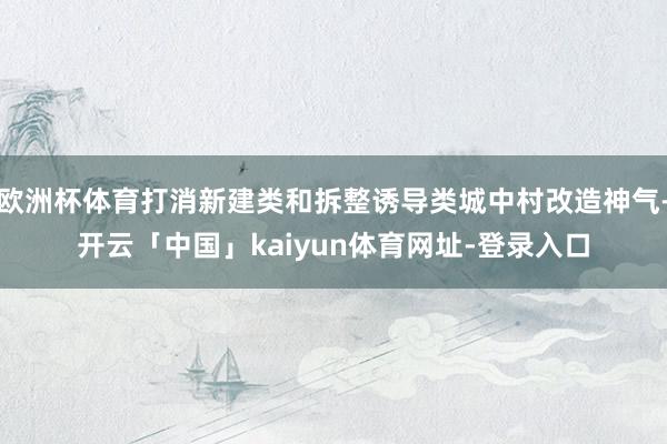 欧洲杯体育打消新建类和拆整诱导类城中村改造神气-开云「中国」kaiyun体育网址-登录入口