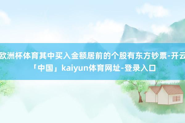 欧洲杯体育其中买入金额居前的个股有东方钞票-开云「中国」kaiyun体育网址-登录入口